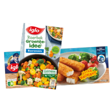 Iglo gepaneerde vis en groente idee